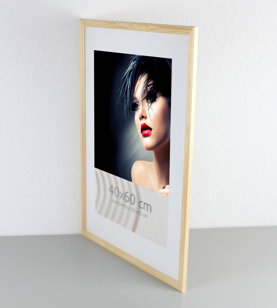 Artos Holz Bilderrahmen Acrylglas Plexi Lifestyle Foto Rahmen Collage Wanddeko Poster - Farbe: Natur | Format: 40x60