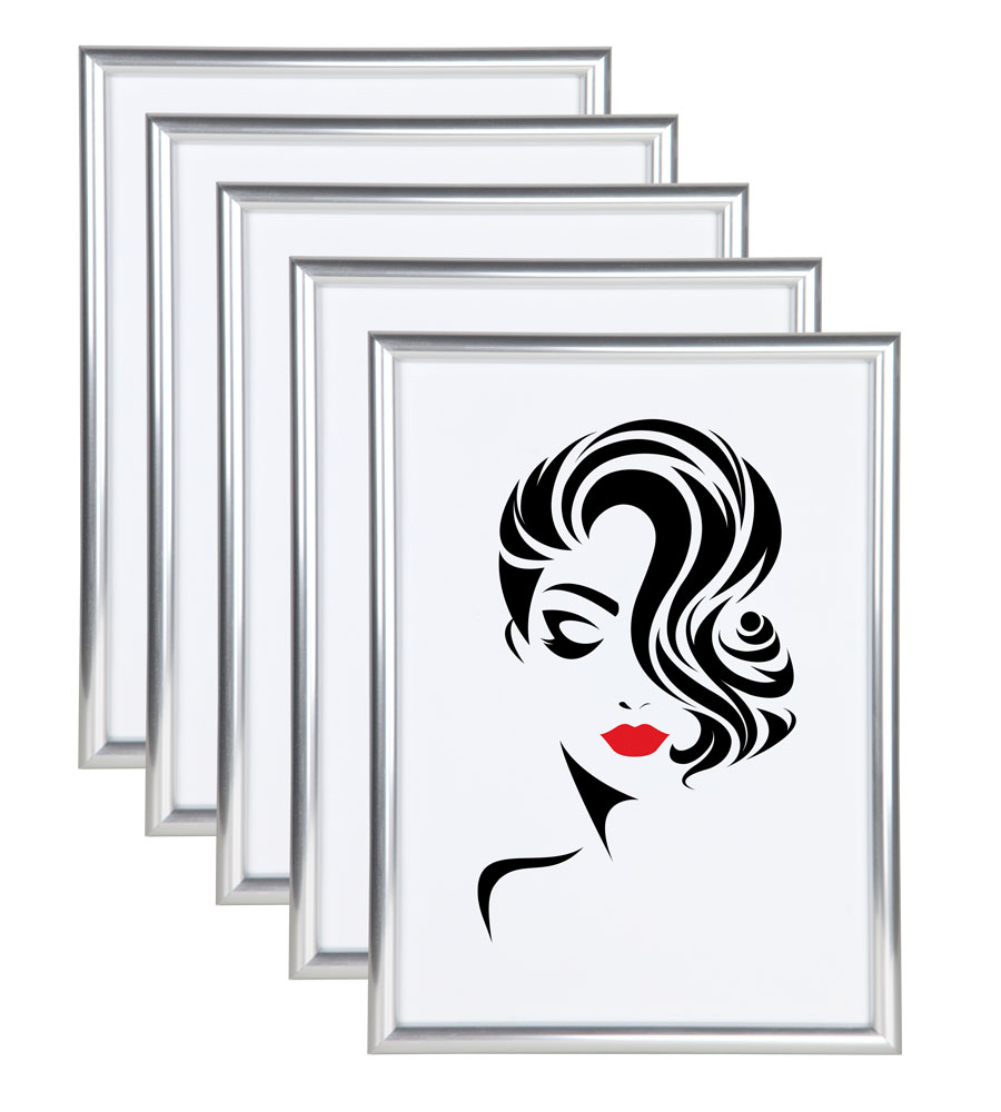 3er 5er Set Classic Leichter Kunststoff Bilder Foto Rahmen Poster Schutz BD - Pack: 5er | Farbe: Silber | Format: 15x20