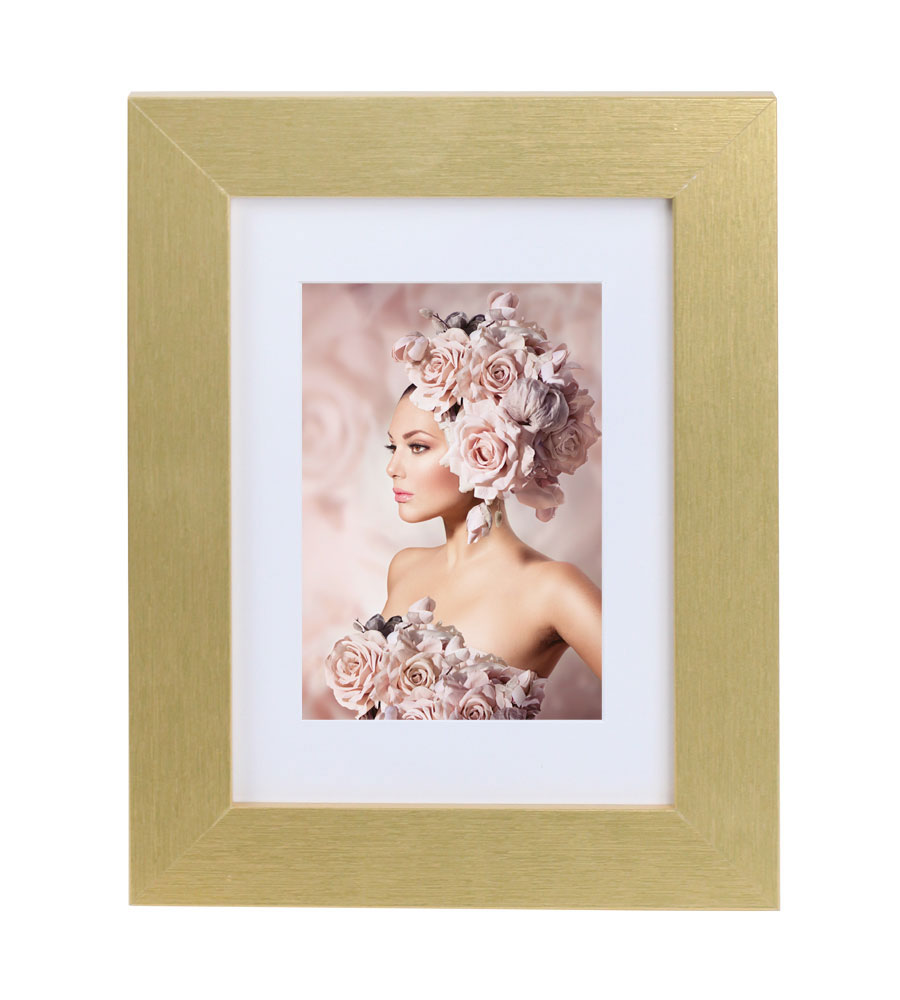 Bilderrahmen Holz Rahmen Plexi Acryl Collage Wanddeko Poster quadratisch S215 - Farbe: Gold | Format: 13x18