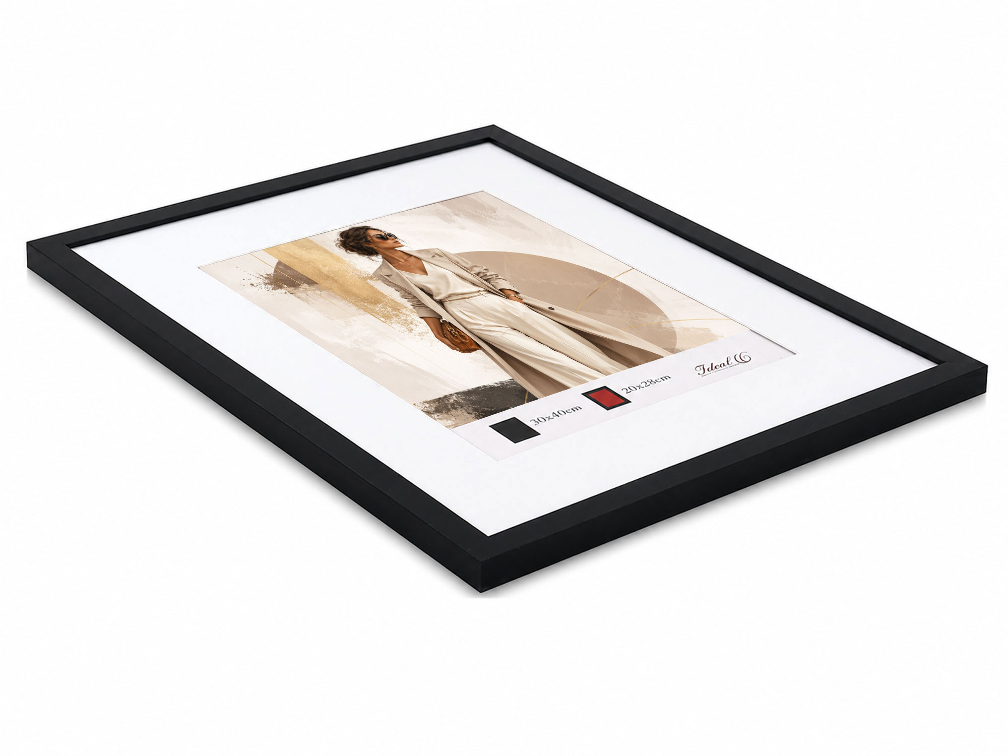 Kunststoff Bilderrahmen Modern Style mit gehärtetem Glas & Passepartout Blockprofil Collage Foto Rahmen Wanddeko für Fotowand - Farbe: Schwarz | Format: 30x40 | Pack: 10