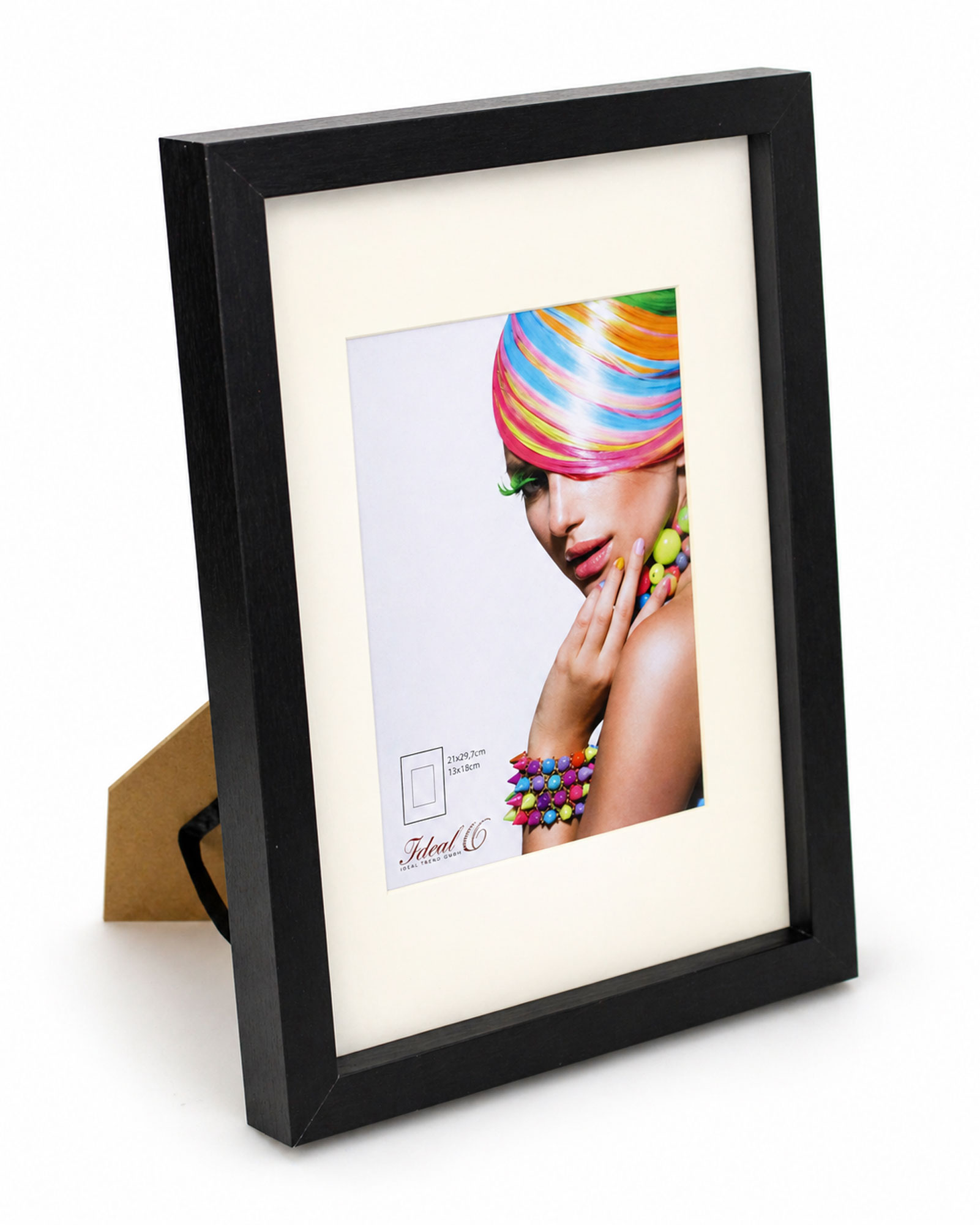 3D Objektrahmen Bilderrahmen mit Passepartout & gehärtetem Glas Holz MDF Rahmen Foto Poster - Farbe: Schwarz | Format: 21x29,7