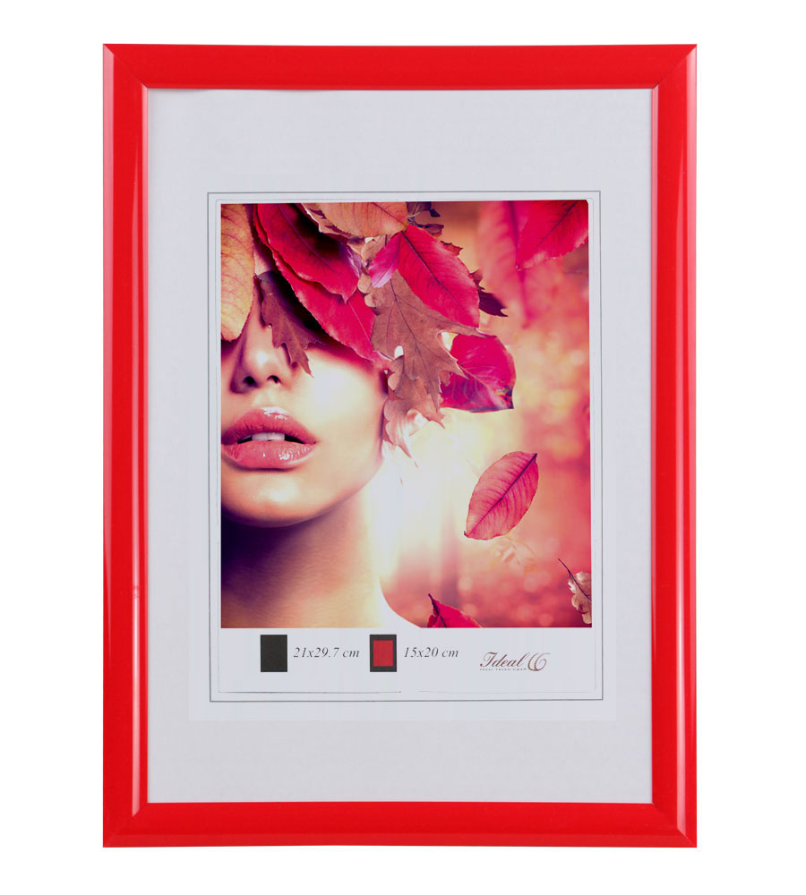 Moderner Bilderrahmen mit echtem Glas für wertvolle Erinnerungen Bilder Foto Rahmen mit abgerundetem Profil - Farbe: Rot | Format: 50x50