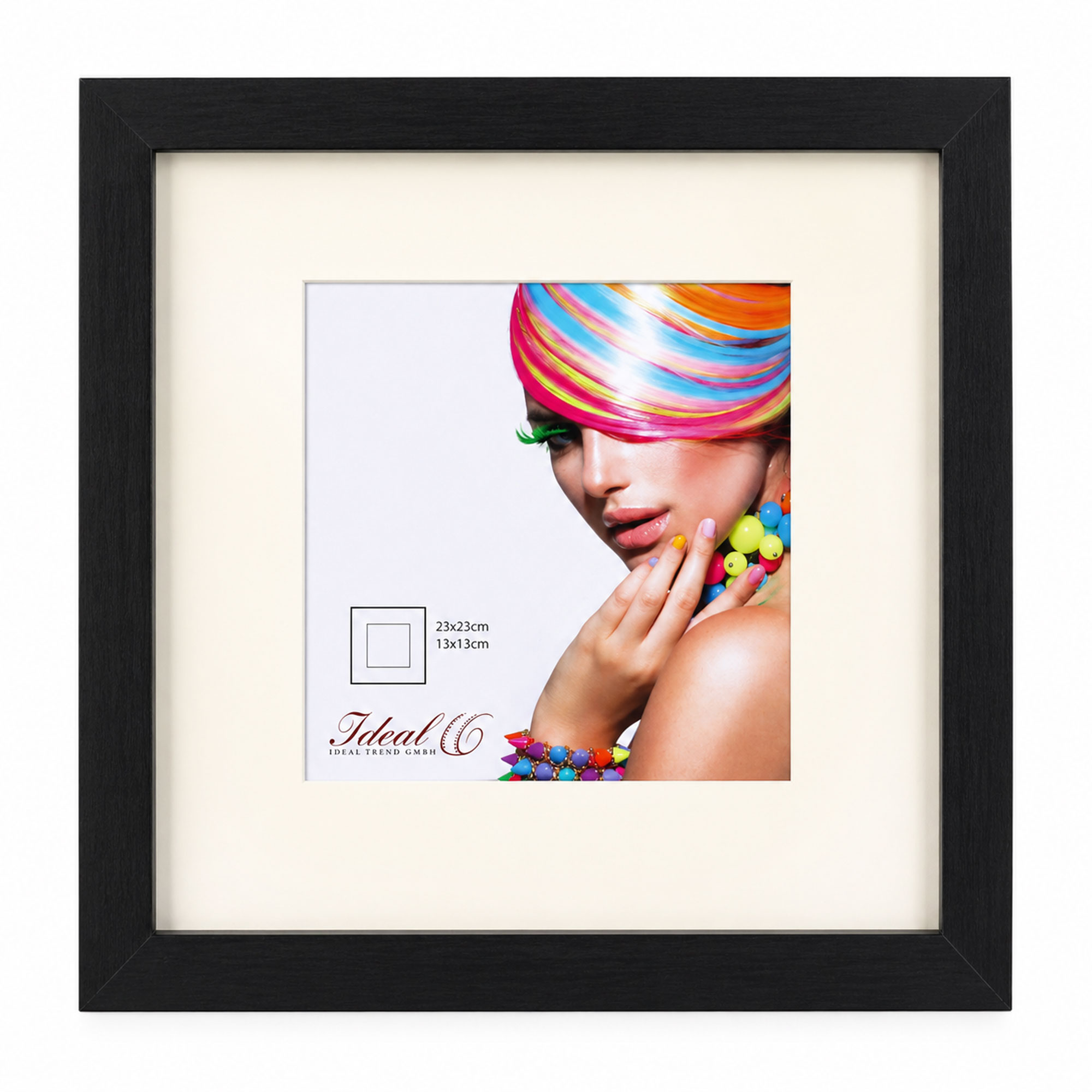 3D Objektrahmen Bilderrahmen mit Passepartout & gehärtetem Glas Holz MDF Rahmen Foto Poster - Farbe: Schwarz | Format: 23x23