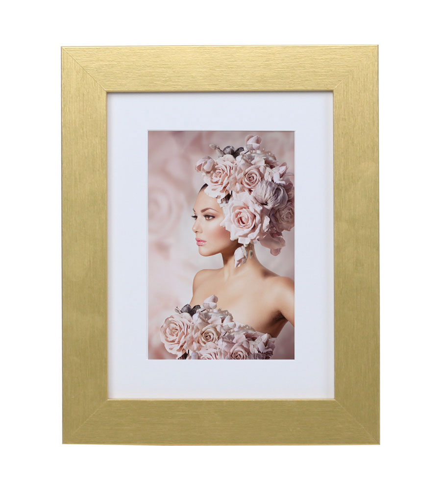Bilderrahmen Holz Rahmen Plexi Acryl Collage Wanddeko Poster quadratisch S215 - Farbe: Gold | Format: 15x20