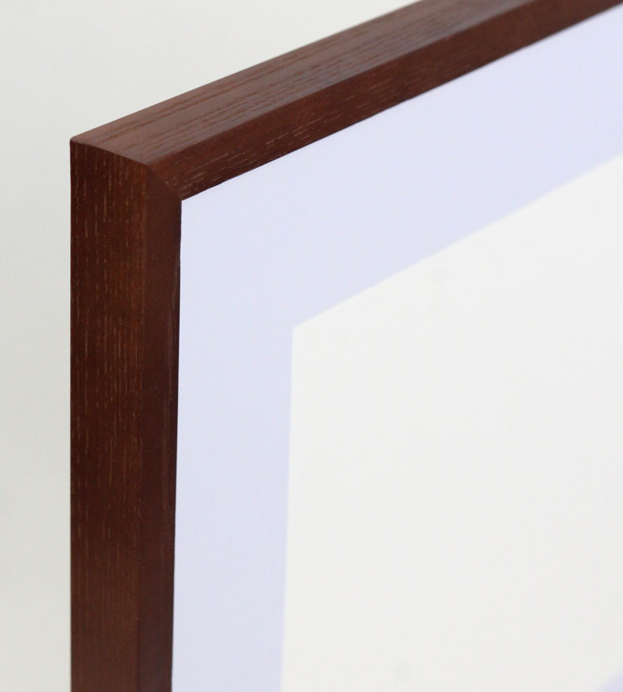 Bilderrahmen Massivholz Eiche mit Passepartout & gehärtetem Echtglas Oak wood frame Tempered glass HR-12 - Farbe: Braun | Format: 50x70