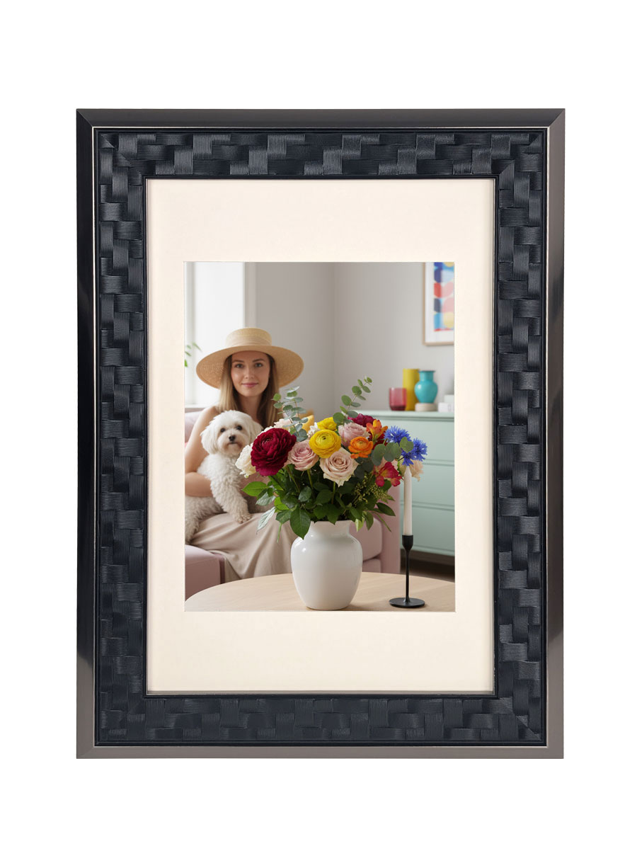 Barockrahmen Bilderrahmen Modern Glamour Flechtstruktur antiker Bilderrahmen PS-5 - Farbe: Schwarz | Format: 20x30