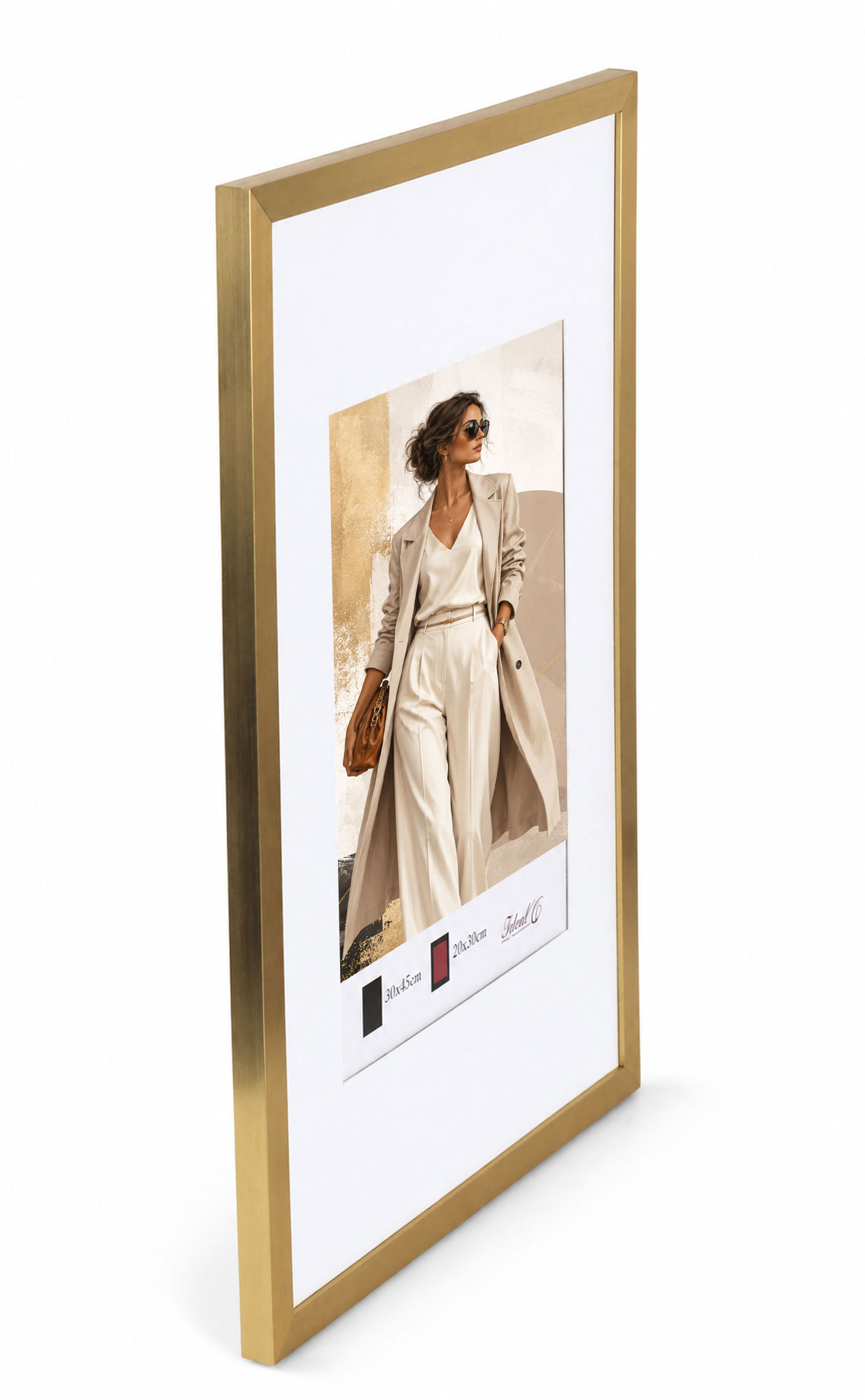 Kunststoff Bilderrahmen Modern Style mit gehärtetem Glas & Passepartout Blockprofil Collage Foto Rahmen Wanddeko für Fotowand - Farbe: Gold | Format: 30x45 | Pack: 10