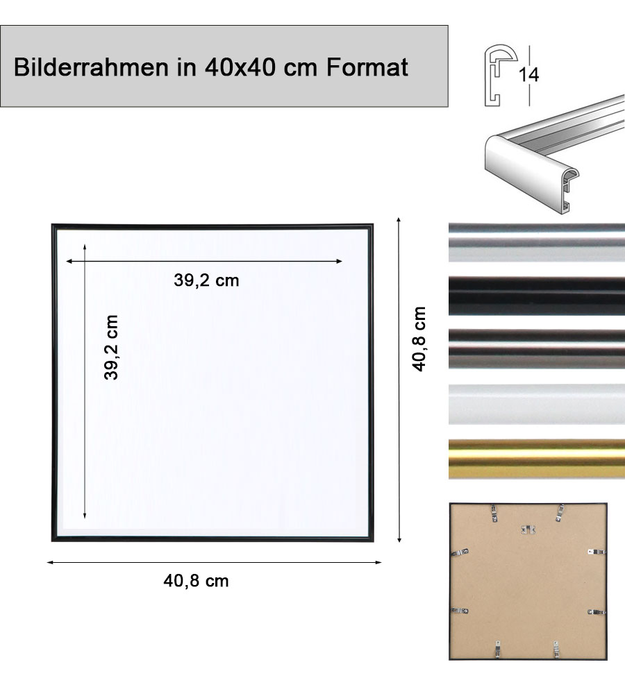 2er 3er 5er Pack Photo Style Set Bilderrahmen Wanddeko Collage Poster Kunststoff Rahmen - Pack: 5er | Farbe: Schwarz | Format: 40x40