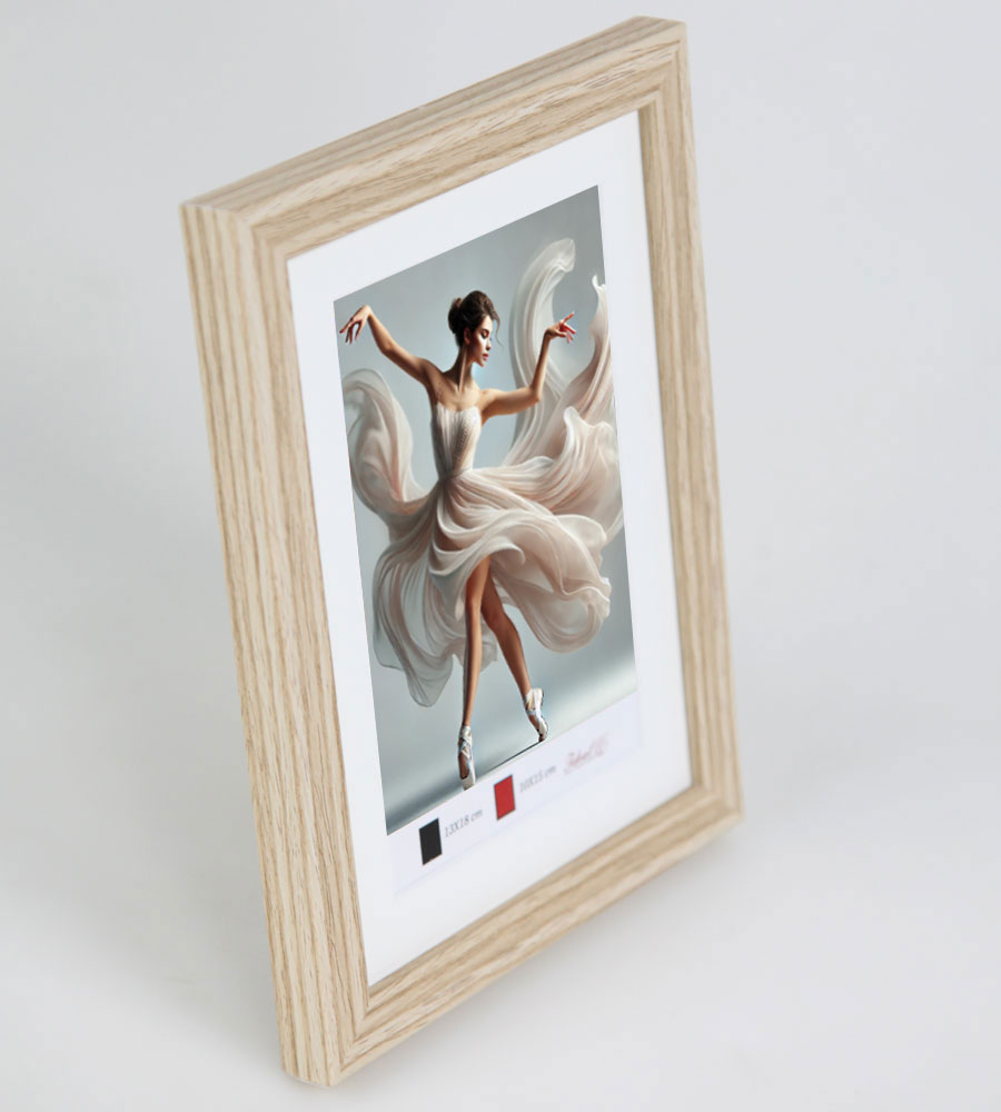 Holzbilderrahmen mit Passepartout Elegantes Design Foto Rahmen Collage Wanddeko HR-5 Poster - Farbe: Eiche | Format: 13x18