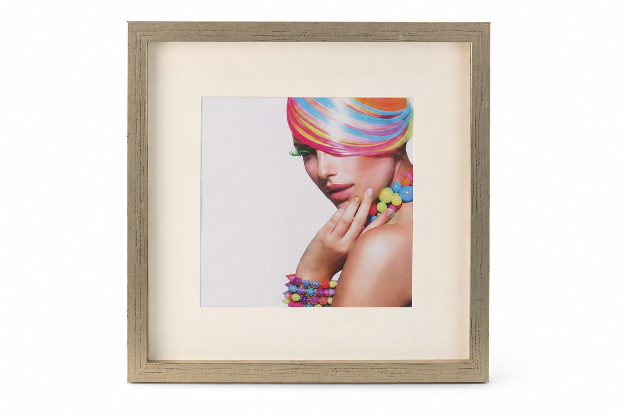 3D Objektrahmen Bilderrahmen mit Passepartout & gehärtetem Glas Holz MDF Rahmen Foto Poster - Farbe: Silber-Antik | Format: 30x30