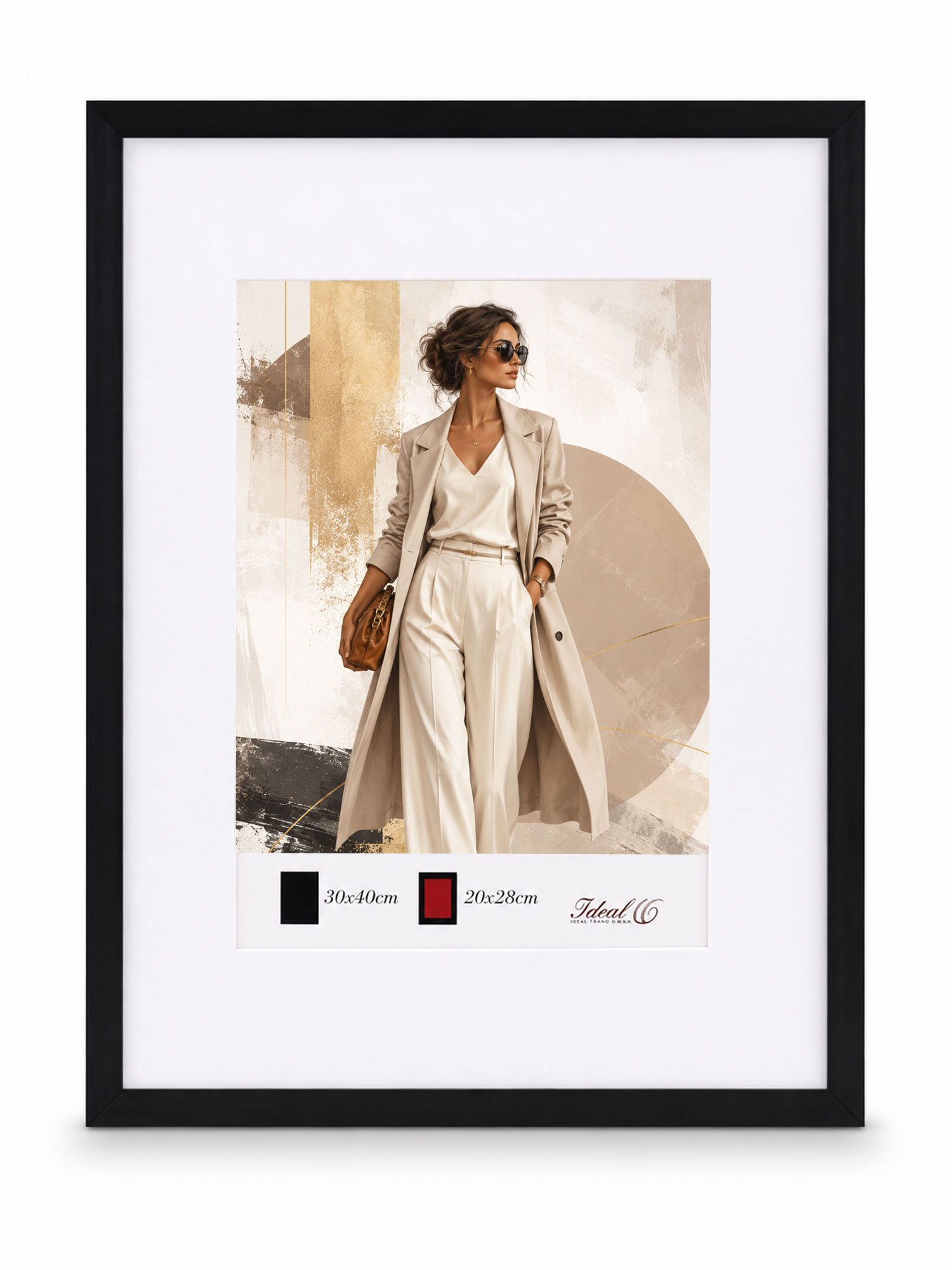 Kunststoff Bilderrahmen Modern Style mit gehärtetem Glas & Passepartout Blockprofil Collage Foto Rahmen Wanddeko für Fotowand - Farbe: Schwarz | Format: 30x40 | Pack: 10
