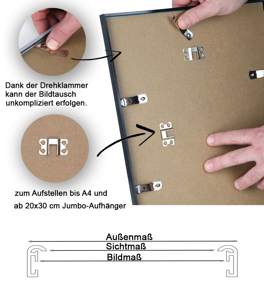 3er 5er Set Classic Leichter Kunststoff Bilder Foto Rahmen Poster Schutz BD -