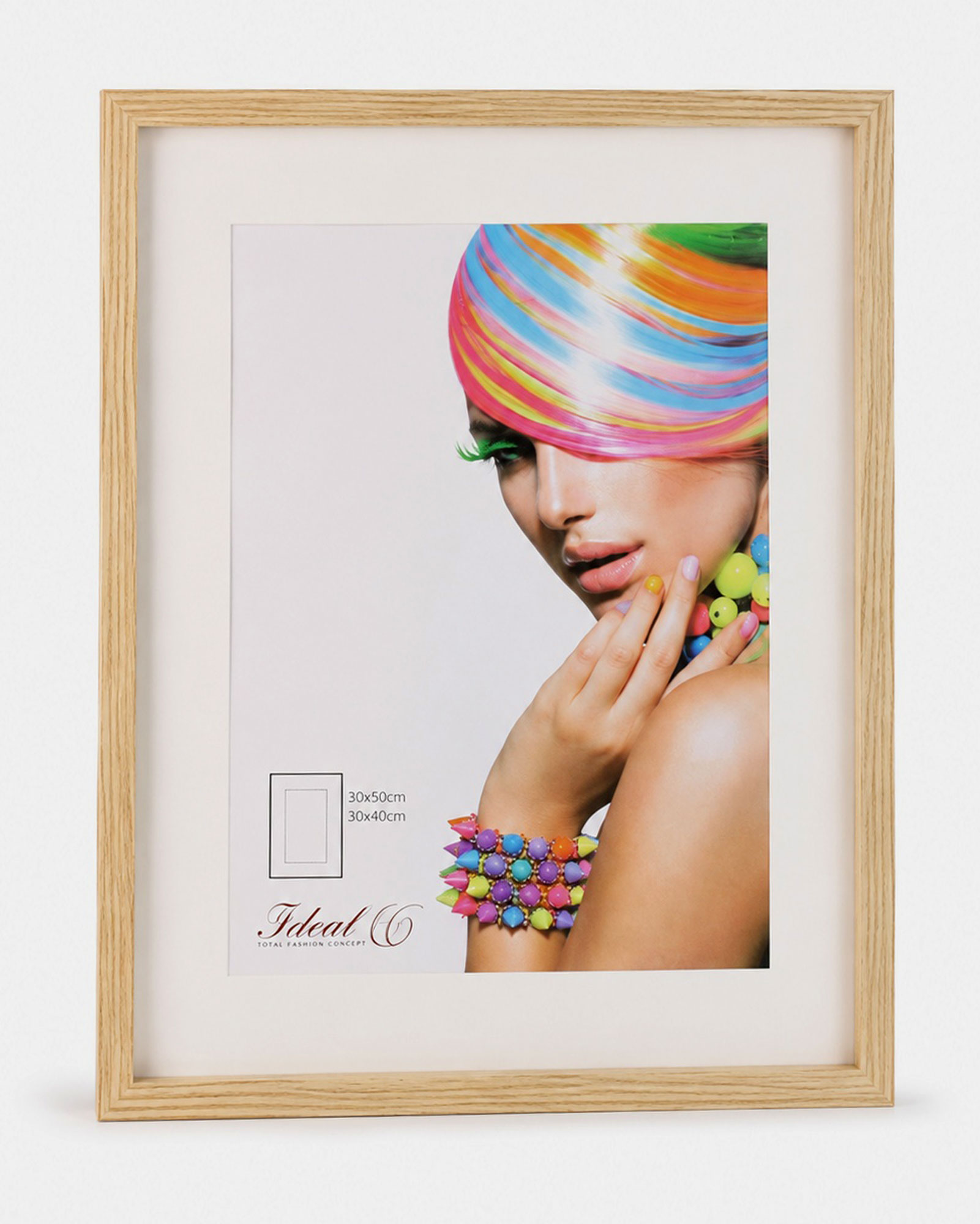 3D Objektrahmen Bilderrahmen mit Passepartout & gehärtetem Glas Holz MDF Rahmen Foto Poster - Farbe: Natur | Format: 40x50