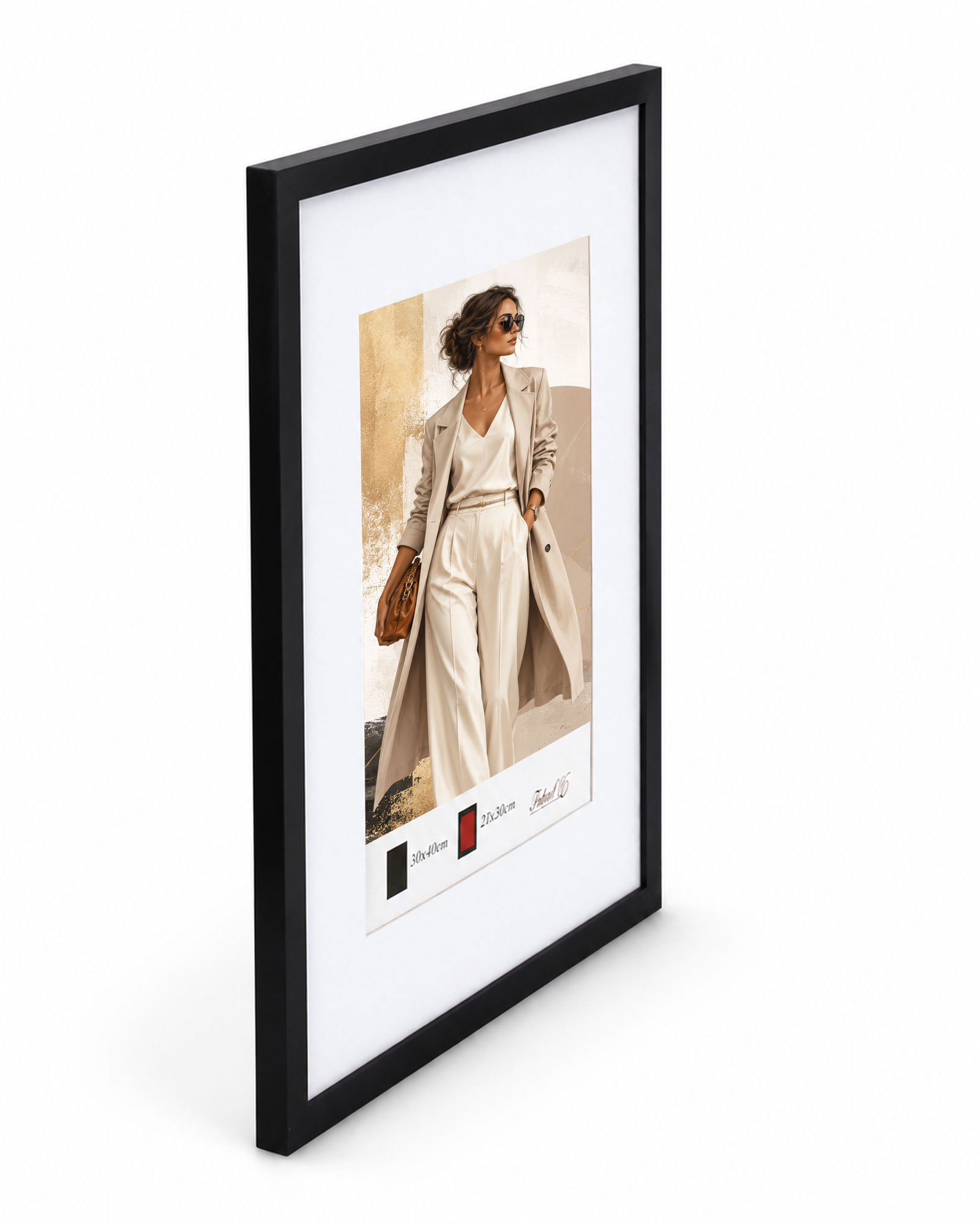 Kunststoff Bilderrahmen Modern Style mit gehärtetem Glas & Passepartout Blockprofil Collage Foto Rahmen Wanddeko für Fotowand - Farbe: Schwarz | Format: 30x40 | Pack: 10