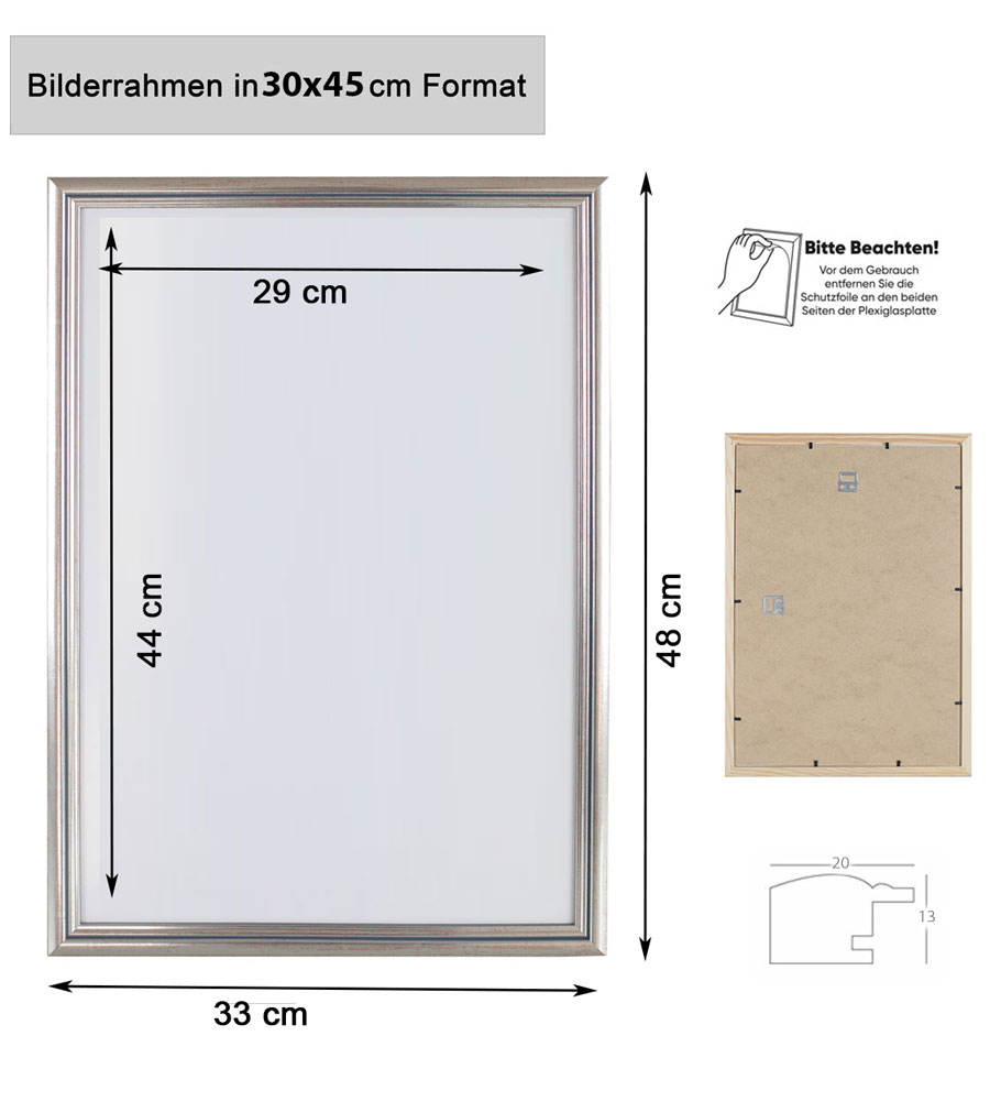 Artos Holz Bilderrahmen Acrylglas Plexi Lifestyle Foto Rahmen Collage Wanddeko Poster - Farbe: Schwarz | Format: 30x45