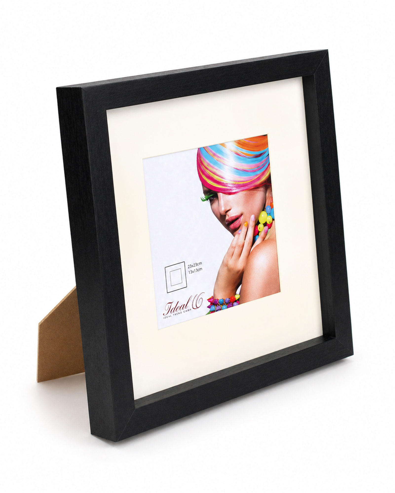 3D Objektrahmen Bilderrahmen mit Passepartout & gehärtetem Glas Holz MDF Rahmen Foto Poster - Farbe: Schwarz | Format: 23x23