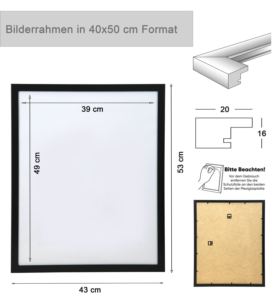 Bilderrahmen Hekla Holzrahmen Posterrahmen Picture Frame Collage Poster Foto Rahmen - Farbe: Braun | Format: 40x50