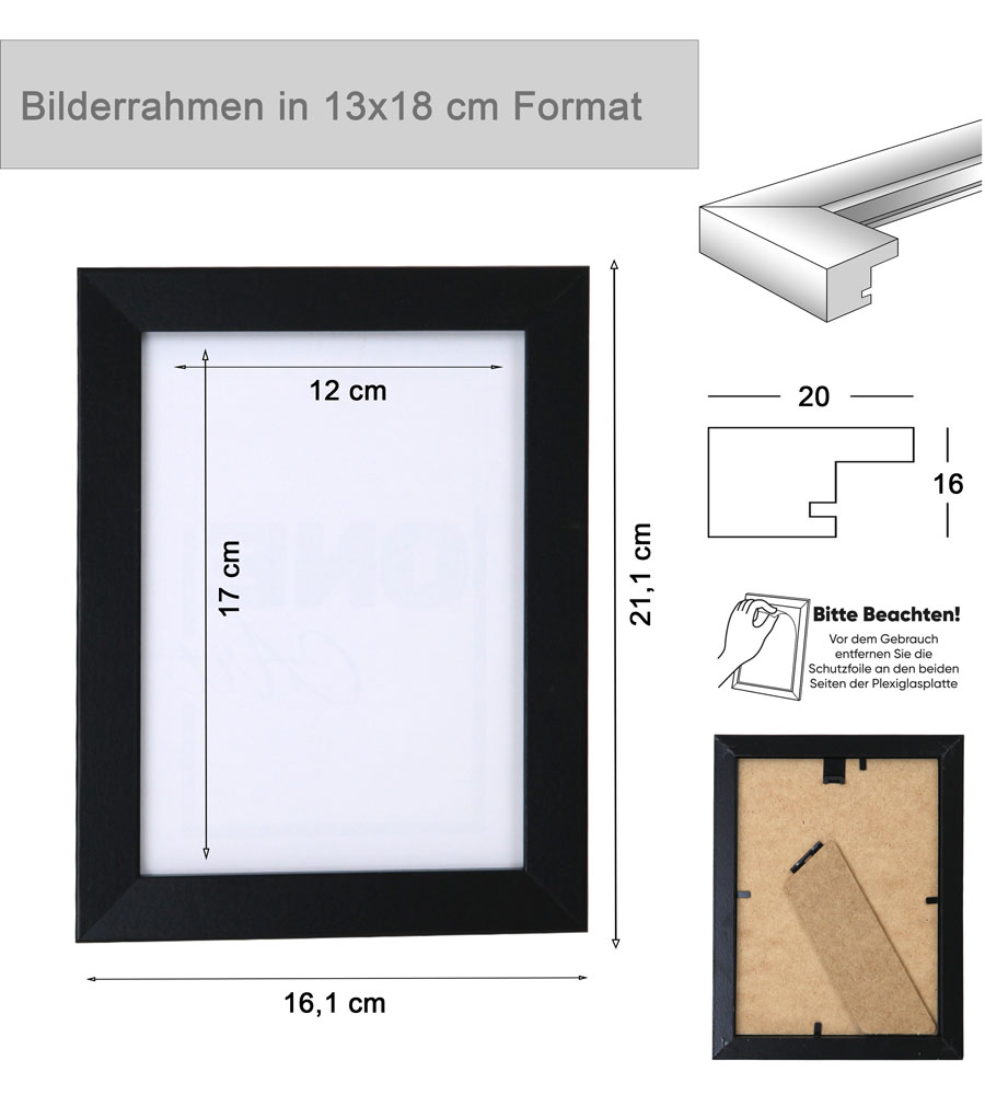 Bilderrahmen Hekla Holzrahmen Posterrahmen Picture Frame Collage Poster Foto Rahmen - Farbe: Gold | Format: 13x18