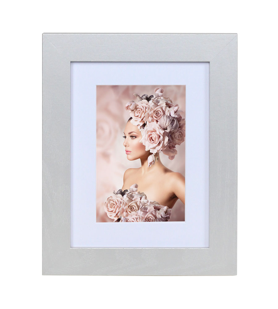 Bilderrahmen Holz Rahmen Plexi Acryl Collage Wanddeko Poster quadratisch S215 - Farbe: Silber | Format: 10x15