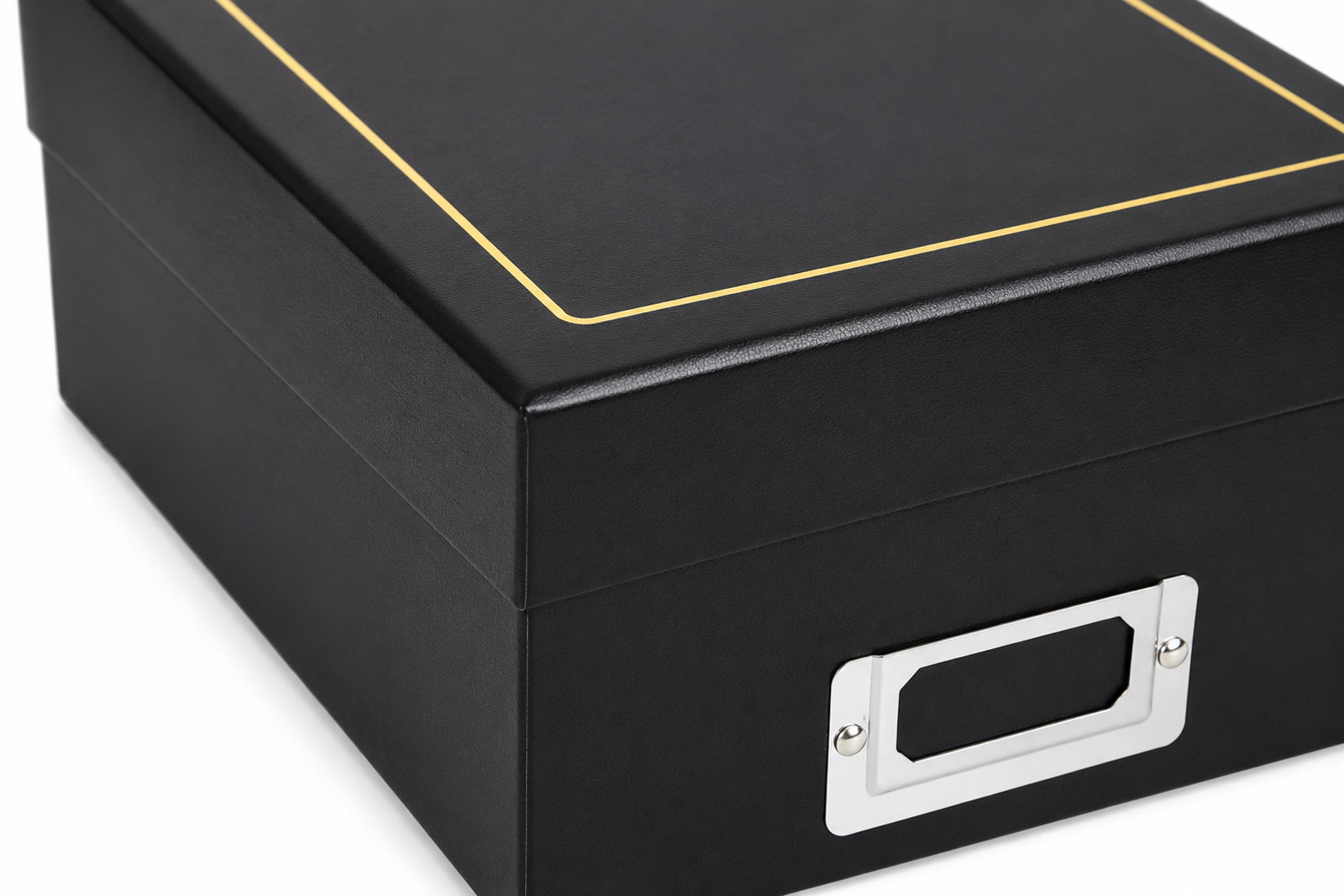 Tradition Photo Box für 700 Fotos 10x15 cm – elegante Fotobox mit Trennkarten, Vinyleinband, Gold- oder Silberprägung, Erinnerungsbox zur Fotoaufbewahrung - Farbe: Schwarz