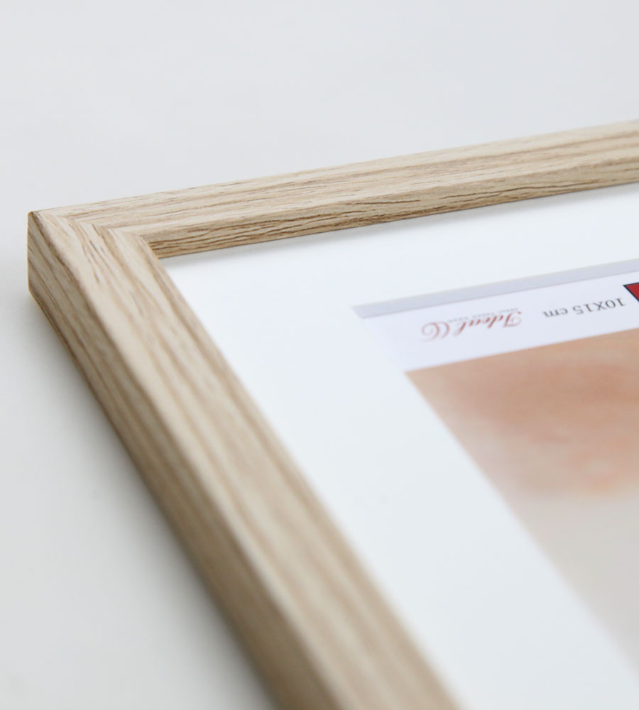 Holzbilderrahmen mit Passepartout Elegantes Design Foto Rahmen Collage Wanddeko HR-5 Poster - Farbe: Eiche | Format: 13x18