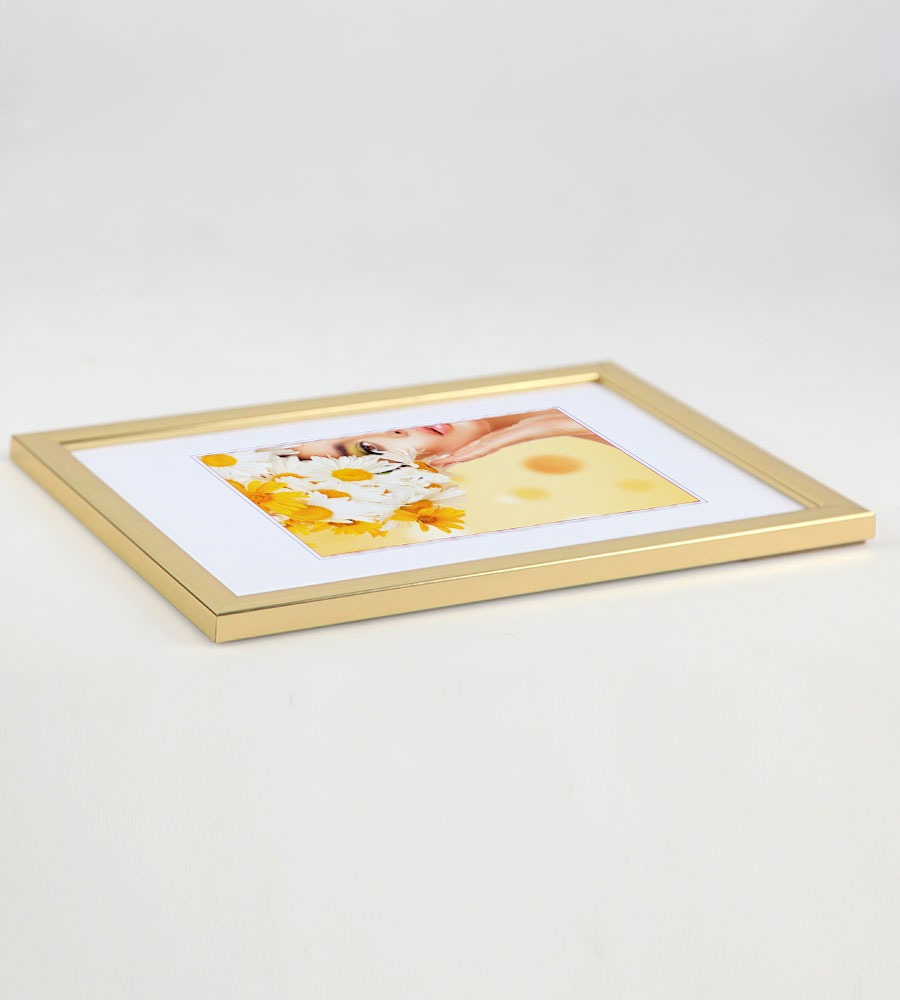 Kunststoffrahmen mit Klarglas Bilderrahmen PS-1 Frame Foto Collage Portraitrahmen Glasscheibe - Farbe: Gold | Format: 29,7x42 A3