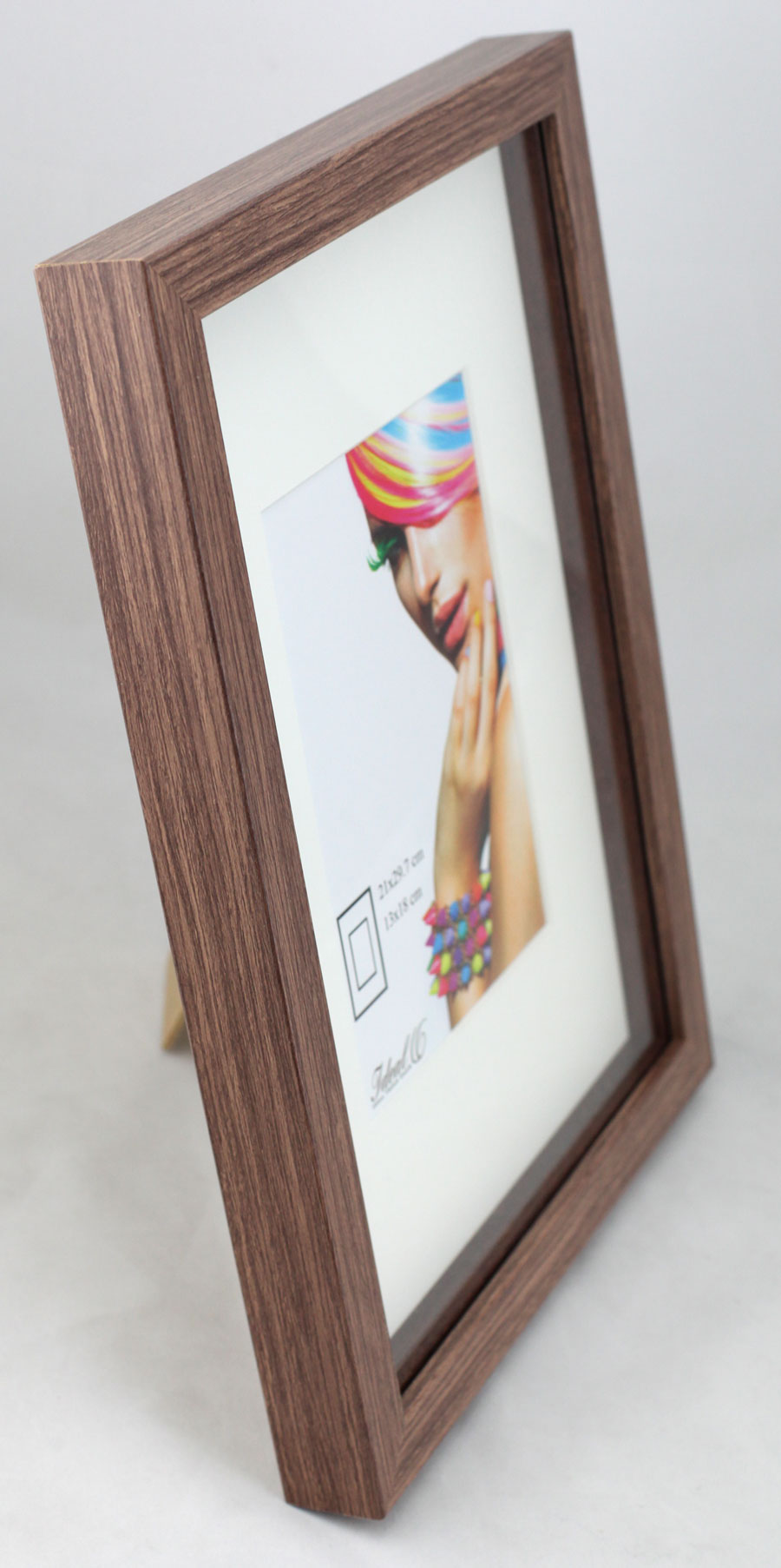 3D Objektrahmen Bilderrahmen mit Passepartout & gehärtetem Glas Holz MDF Rahmen Foto Poster - Farbe: Braun | Format: 30x45