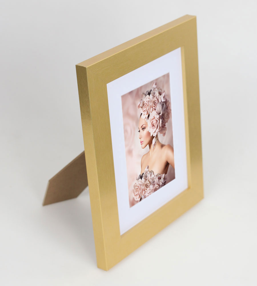Bilderrahmen Holz Rahmen Plexi Acryl Collage Wanddeko Poster quadratisch S215 - Farbe: Gold | Format: 15x20