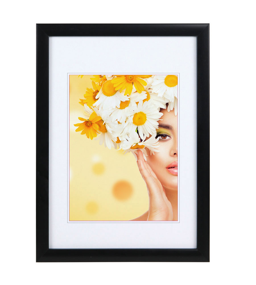 Kunststoffrahmen mit Klarglas Bilderrahmen PS-1 Frame Foto Collage Portraitrahmen Glasscheibe - Farbe: Schwarz | Format: 20x20