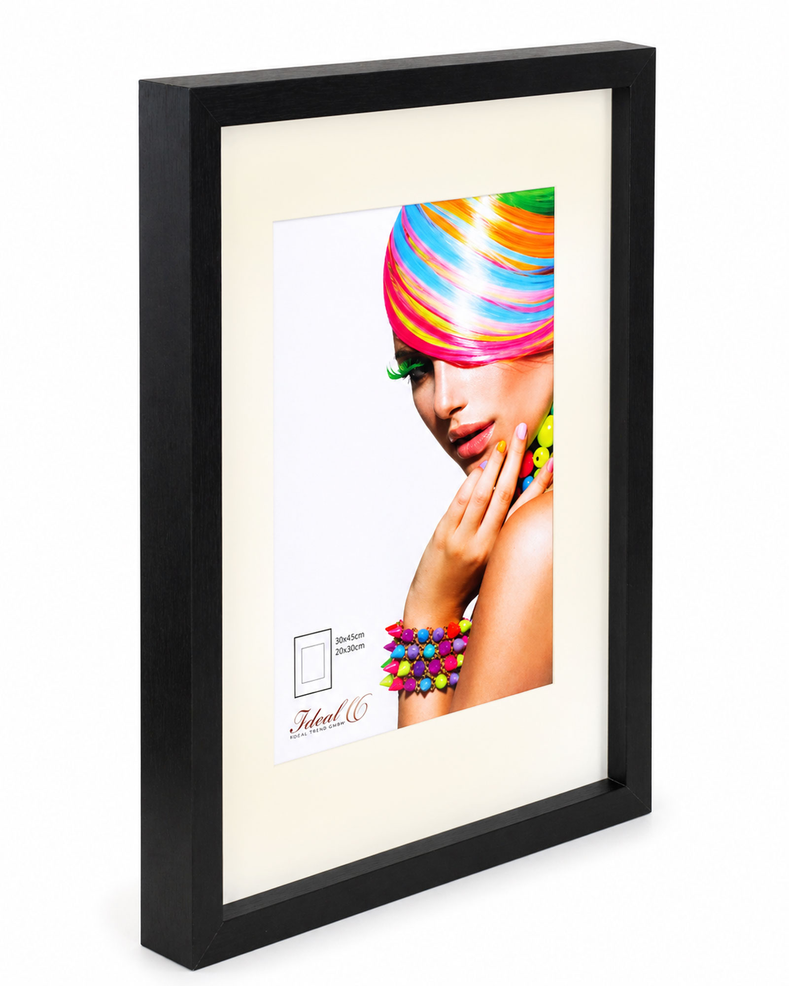 3D Objektrahmen Bilderrahmen mit Passepartout & gehärtetem Glas Holz MDF Rahmen Foto Poster - Farbe: Schwarz | Format: 50x70