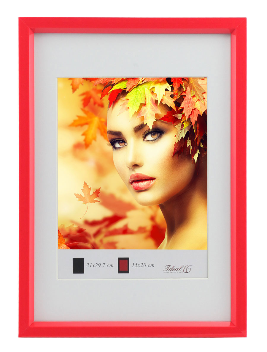 HS Kunststoff Bilderrahmen Schrägschnittpassepartout Bilder Foto Rahmen - Farbe: Rot | Format: 30x45