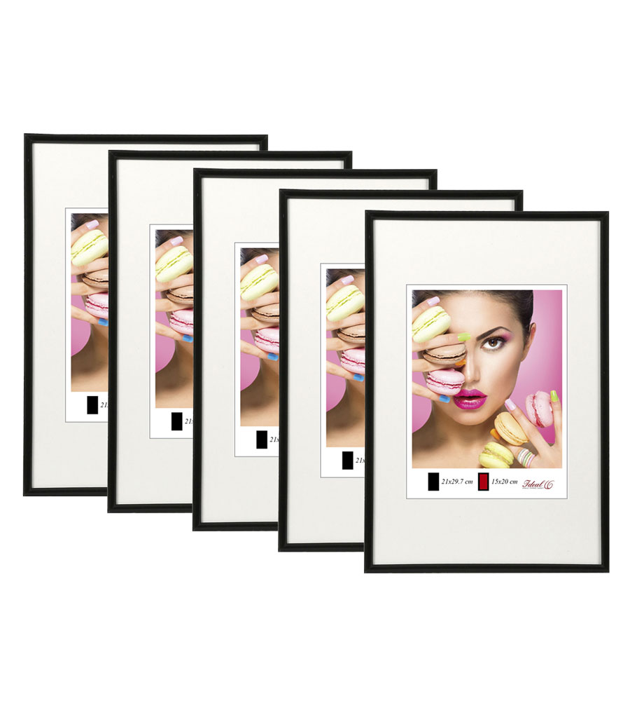 2er 3er 5er Pack Photo Style Set Bilderrahmen Wanddeko Collage Poster Kunststoff Rahmen - Pack: 5er | Farbe: Schwarz | Format: 30x30