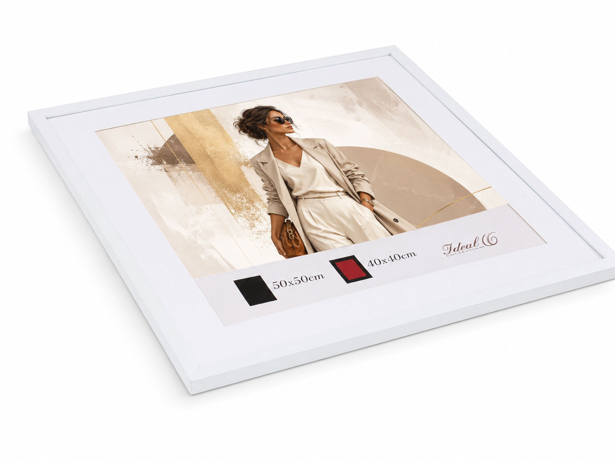Kunststoff Bilderrahmen Modern Style mit gehärtetem Glas & Passepartout Blockprofil Collage Foto Rahmen Wanddeko für Fotowand - Farbe: Weiß | Format: 50x50 | Pack: 10