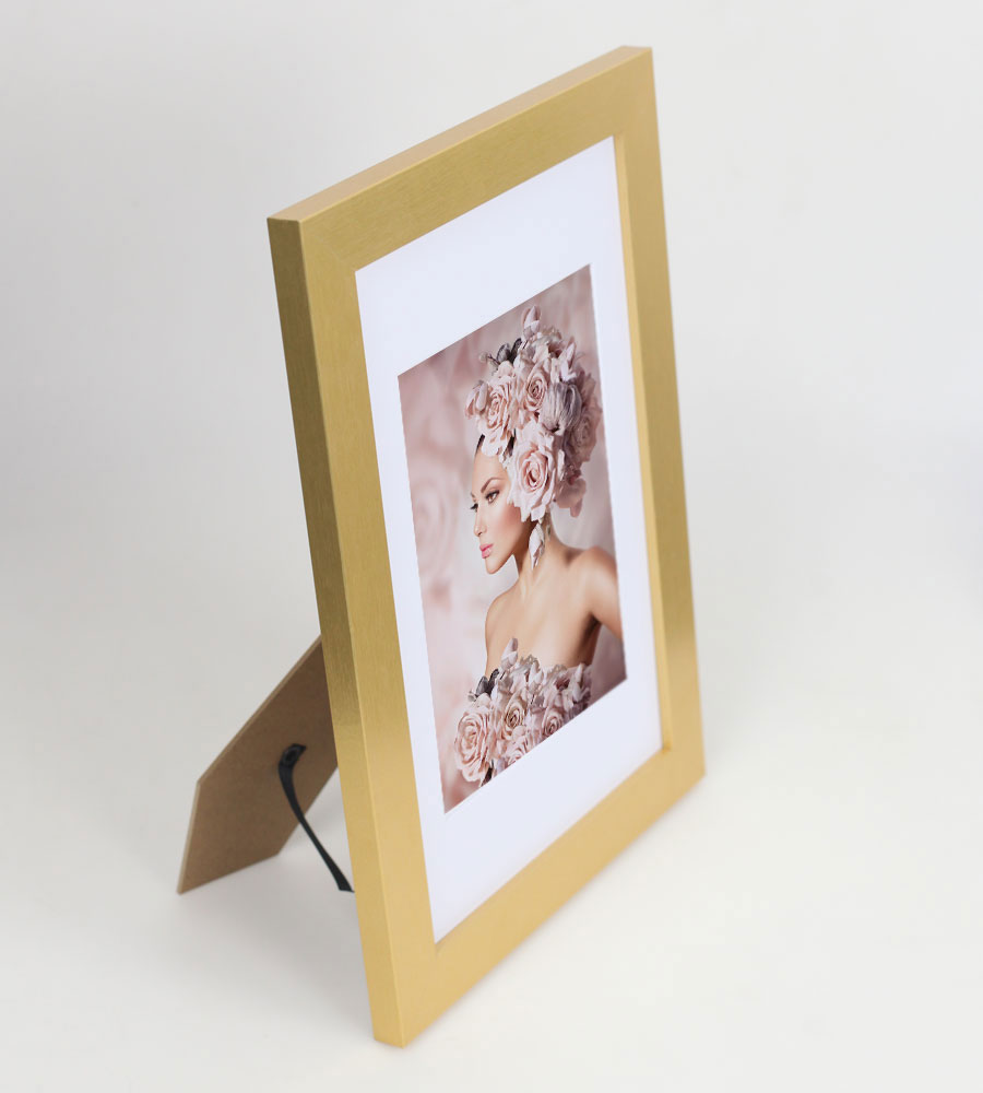 Bilderrahmen Holz Rahmen Plexi Acryl Collage Wanddeko Poster quadratisch S215 - Farbe: Gold | Format: 21x29,7 A4