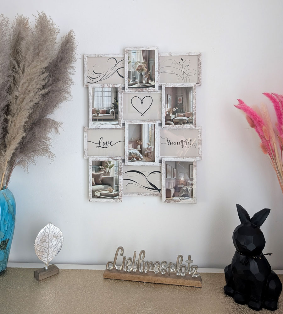 Stilvolle Momente – Bilderrahmen Collage für 12 Fotos | Galerierahmen Wanddeko für Fotowand & Geschenkideen -