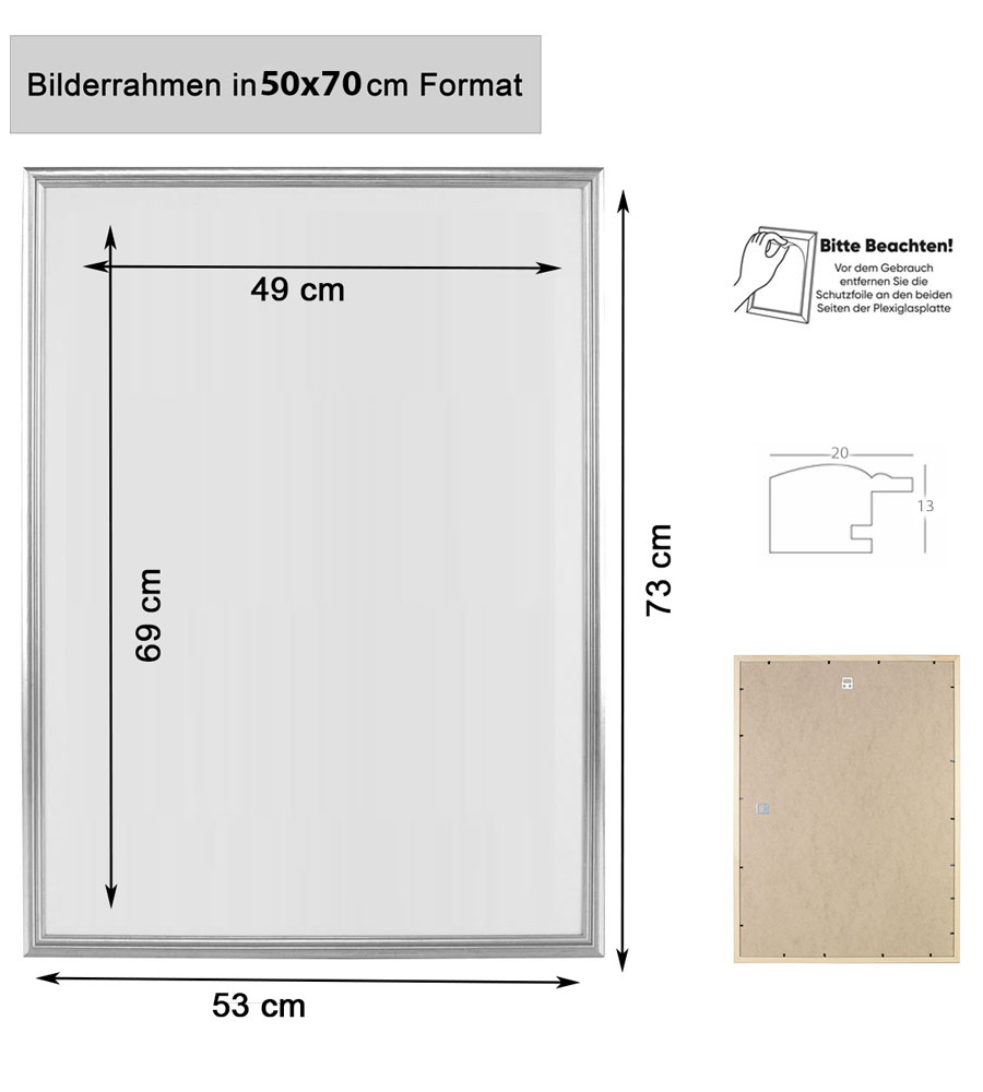 Artos Holz Bilderrahmen Acrylglas Plexi Lifestyle Foto Rahmen Collage Wanddeko Poster - Farbe: Weiß | Format: 50x70