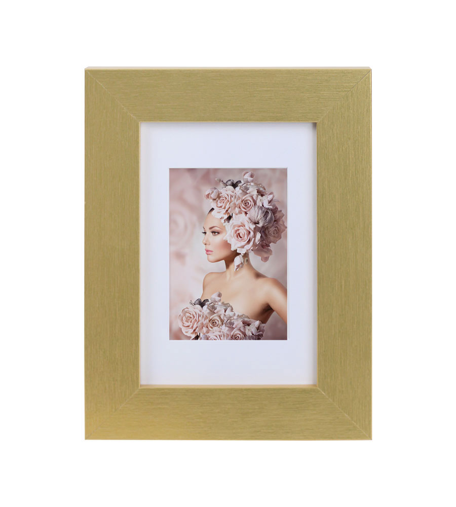 Bilderrahmen Holz Rahmen Plexi Acryl Collage Wanddeko Poster quadratisch S215 - Farbe: Gold | Format: 10x15