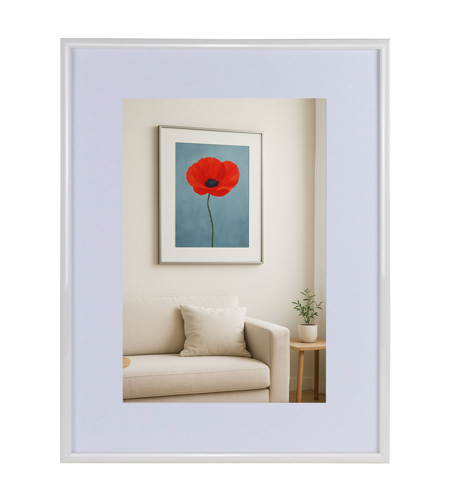 New Lifestyle Kunststoff Bilderrahmen mit Passepartout & Klarglas Collage Wanddeko Poster - Farbe: Weiß | Format: 30x40