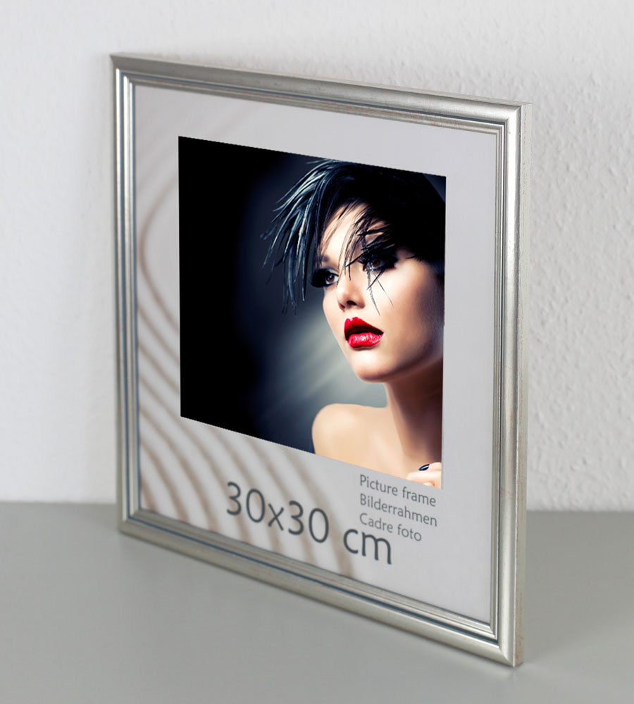 Artos Holz Bilderrahmen Acrylglas Plexi Lifestyle Foto Rahmen Collage Wanddeko Poster - Farbe: Silber | Format: 30x30