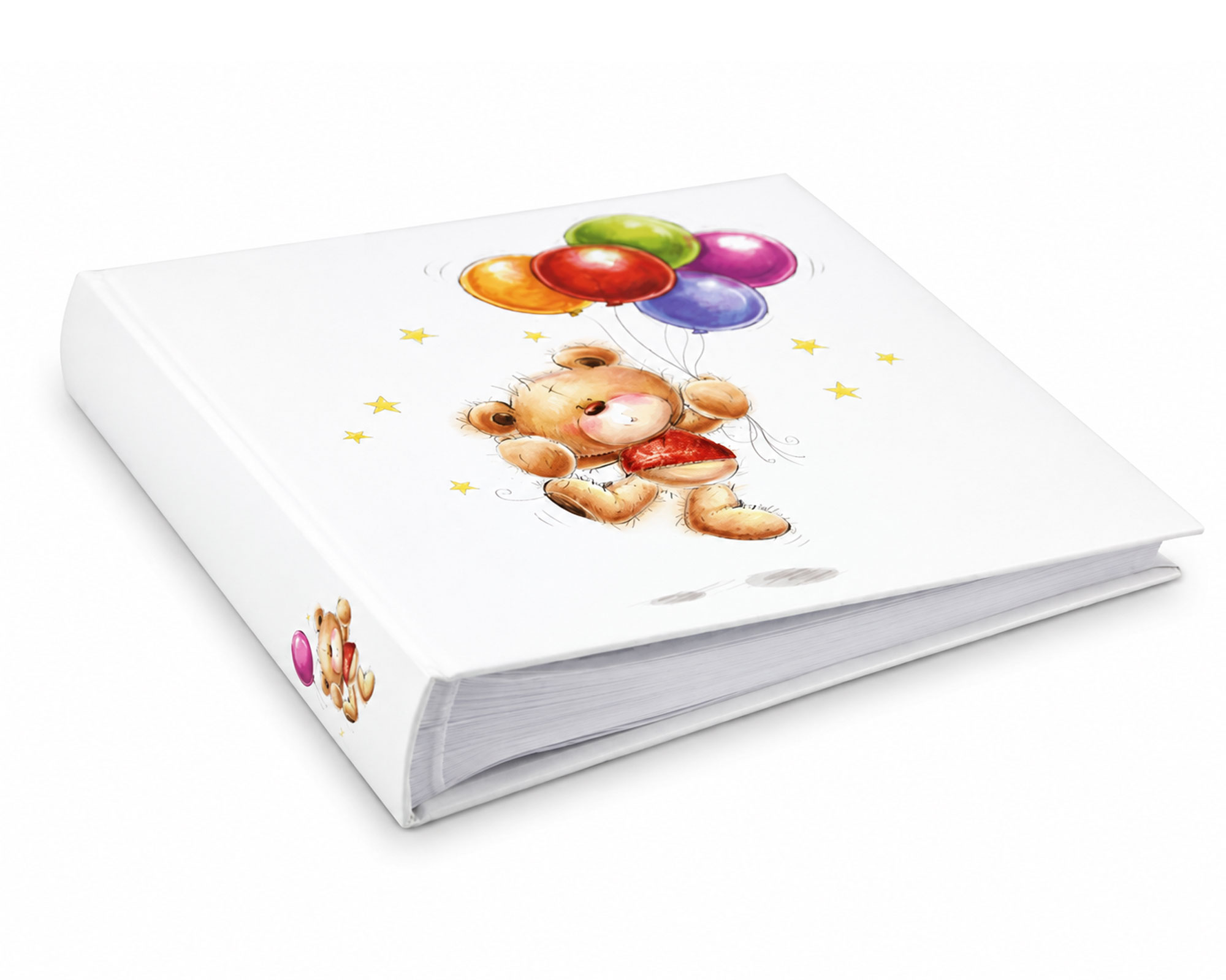 Cat & Bears Fotoalbum 30x30 cm 100 weiße Seiten Baby Kinder Foto Album Fotobuch - Farbe: Ballon
