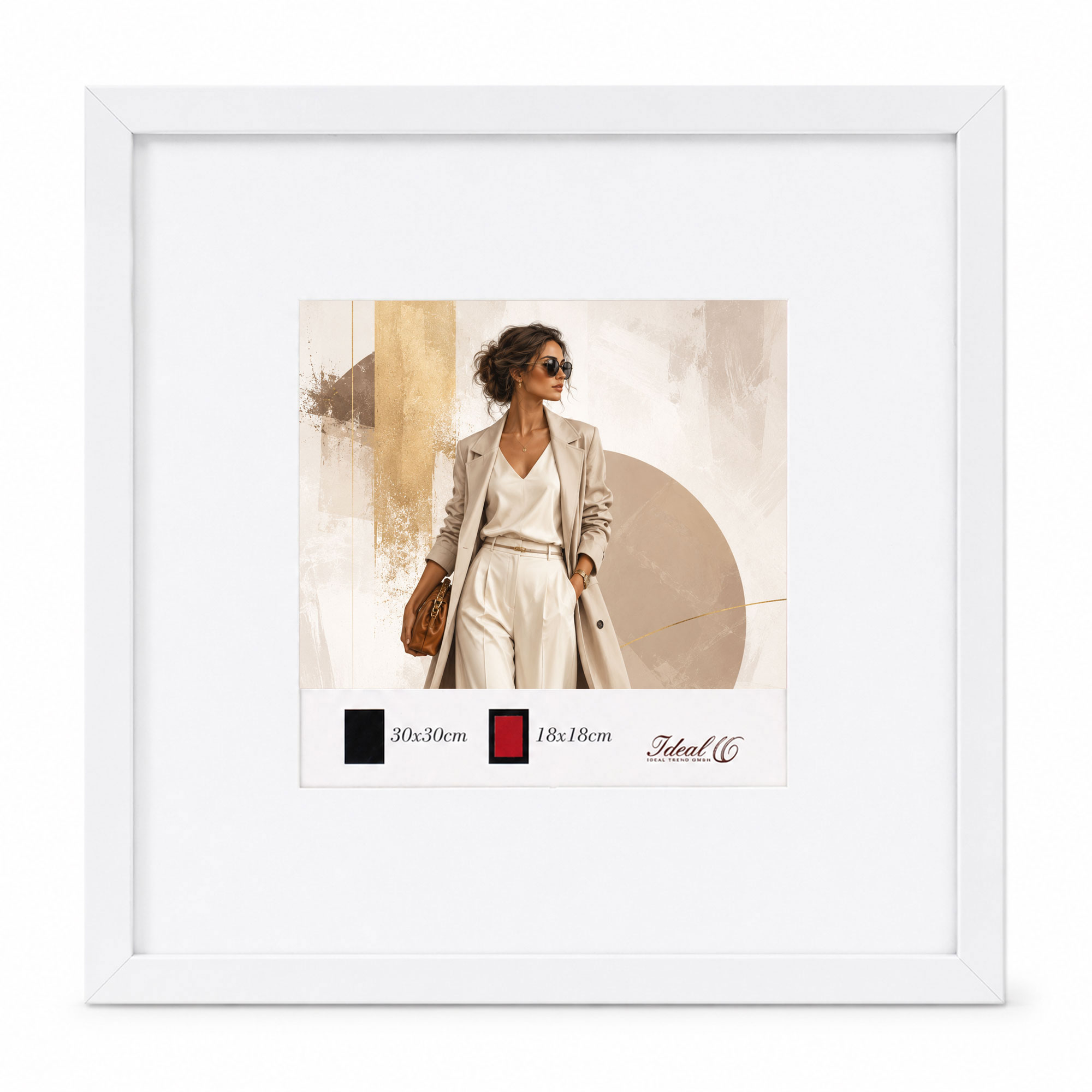 Kunststoff Bilderrahmen Modern Style mit gehärtetem Glas & Passepartout Blockprofil Collage Foto Rahmen Wanddeko für Fotowand - Farbe: Weiß | Format: 30x30 | Pack: 10