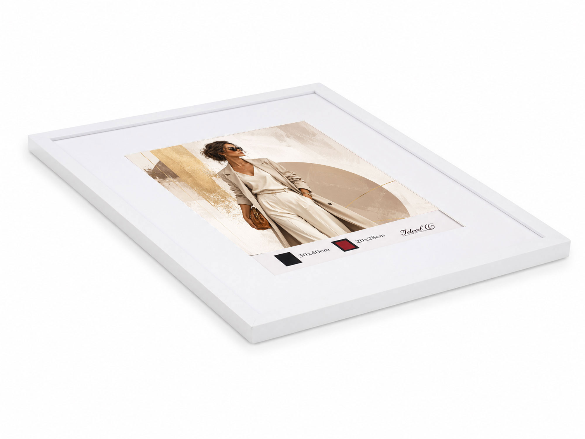 Kunststoff Bilderrahmen Modern Style mit gehärtetem Glas & Passepartout Blockprofil Collage Foto Rahmen Wanddeko für Fotowand - Farbe: Weiß | Format: 30x40 | Pack: 10