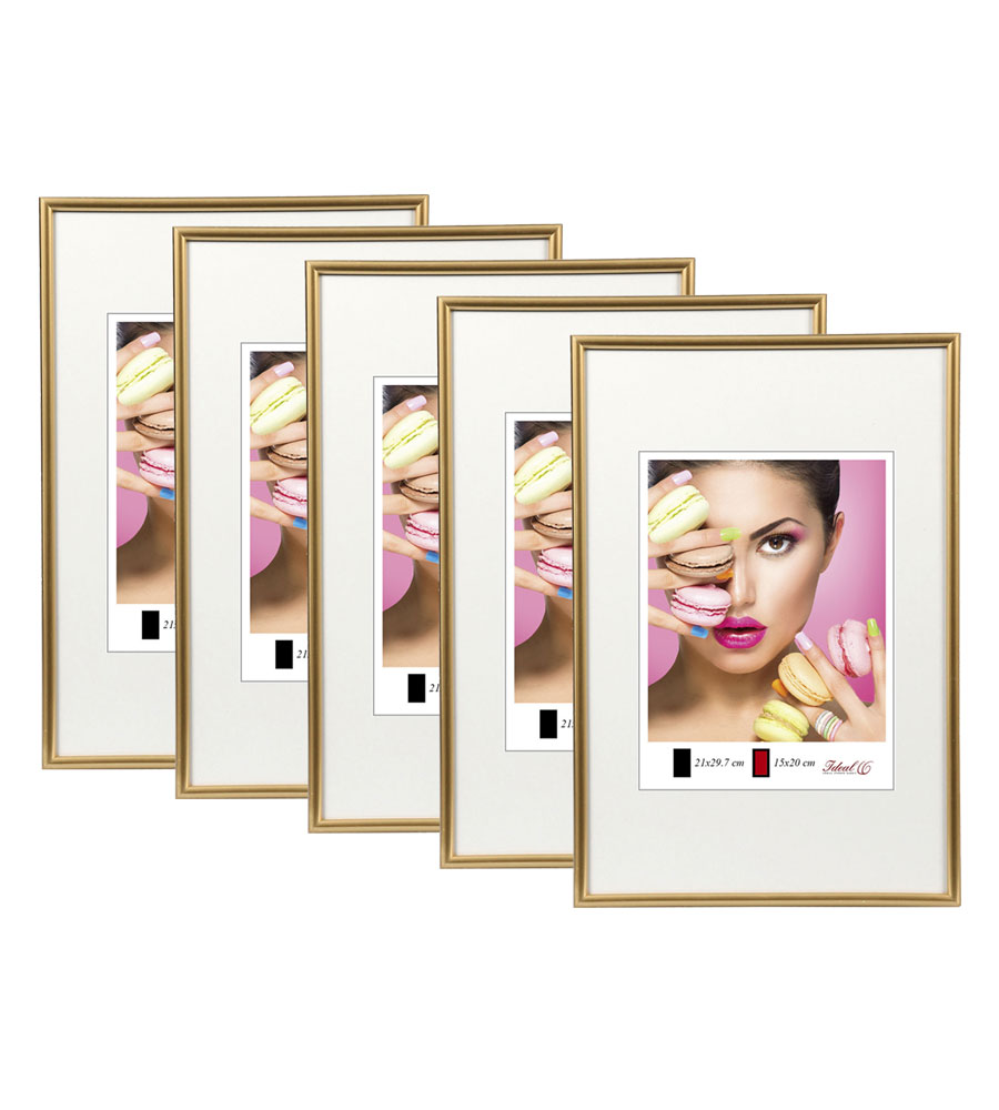 2er 3er 5er Pack Photo Style Set Bilderrahmen Wanddeko Collage Poster Kunststoff Rahmen - Pack: 5er | Farbe: Gold | Format: 30x40