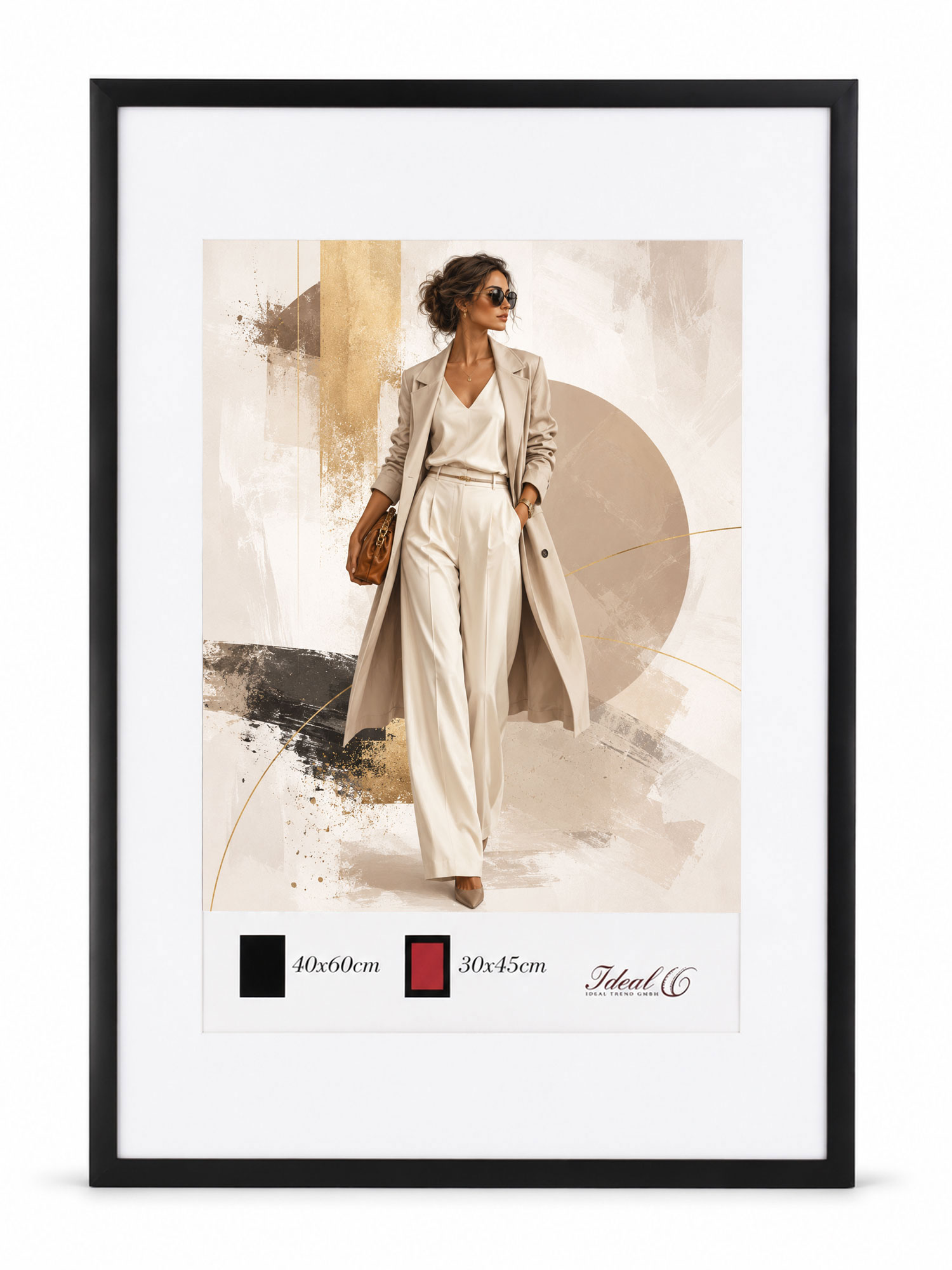 Kunststoff Bilderrahmen Modern Style mit gehärtetem Glas & Passepartout Blockprofil Collage Foto Rahmen Wanddeko für Fotowand - Farbe: Schwarz | Format: 40x60 | Pack: 3