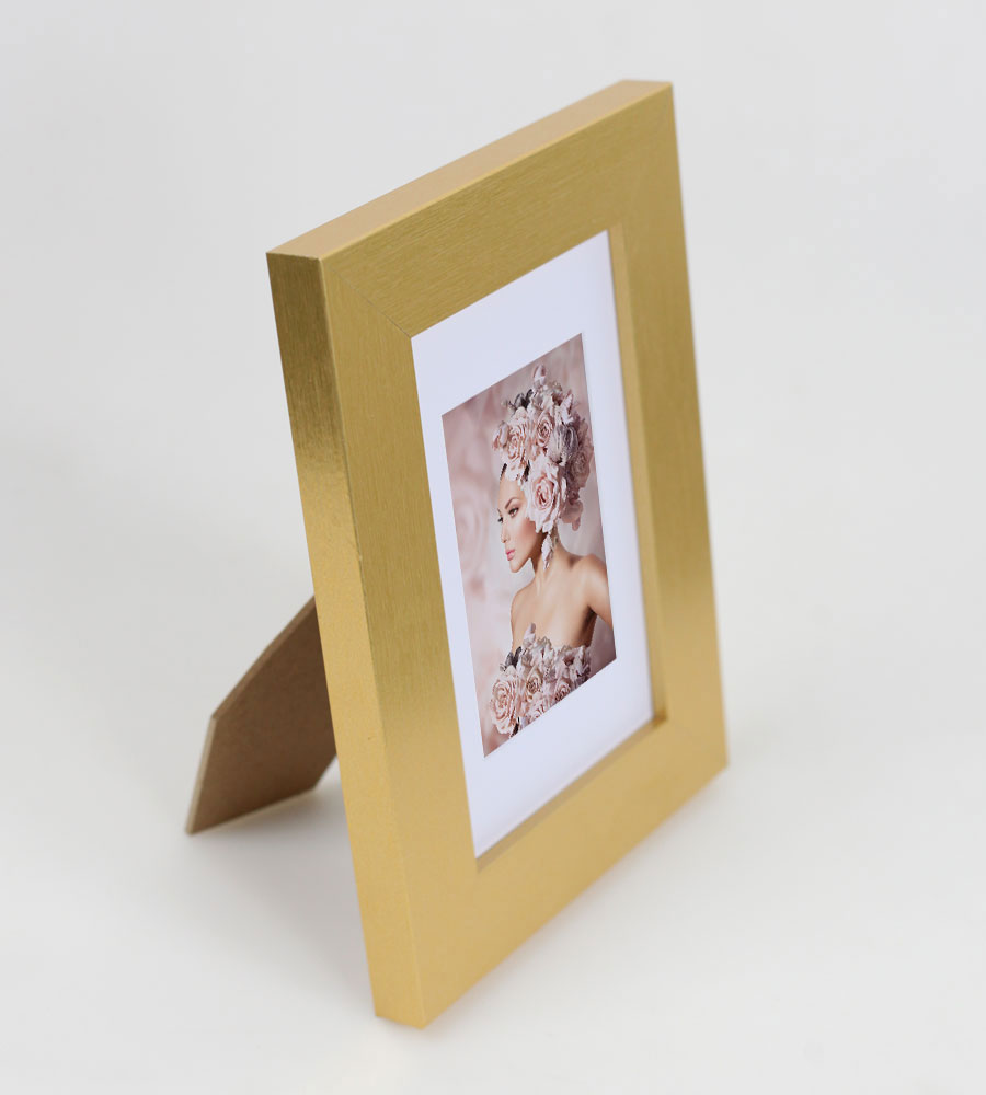 Bilderrahmen Holz Rahmen Plexi Acryl Collage Wanddeko Poster quadratisch S215 - Farbe: Gold | Format: 10x15
