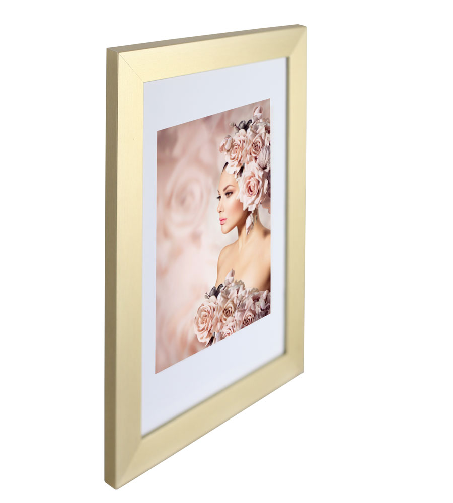 Bilderrahmen Holz Rahmen Plexi Acryl Collage Wanddeko Poster quadratisch S215 - Farbe: Gold | Format: 50x50