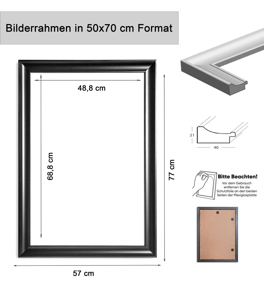Bilderrahmen Lifestyle Foto Rahmen Collage quadratisch Wanddeko Poster 40D - Farbe: Weiss | Format: 50x70