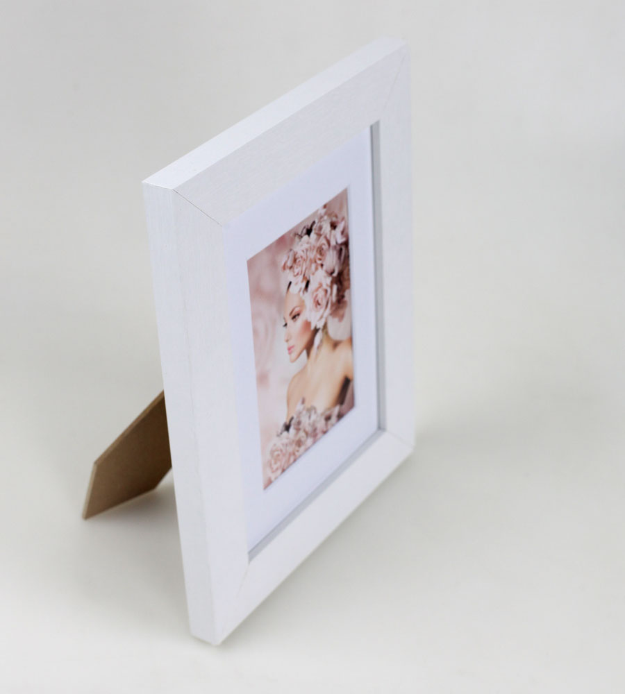 Bilderrahmen Holz Rahmen Plexi Acryl Collage Wanddeko Poster quadratisch S215 - Farbe: Weiß | Format: 13x18