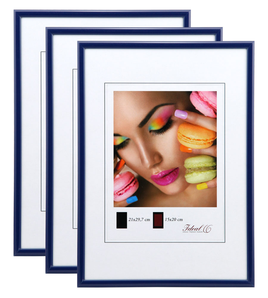 New Lifestyle Set Bilderrahmen Wanddeko Collage Poster Rahmen 2er 3er 5er Pack - Pack: 3er | Farbe: Blau | Format: 40x50