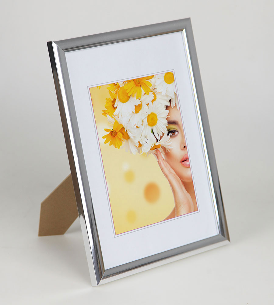 Kunststoffrahmen mit Klarglas Bilderrahmen PS-1 Frame Foto Collage Portraitrahmen Glasscheibe - Farbe: Silber | Format: 13x18